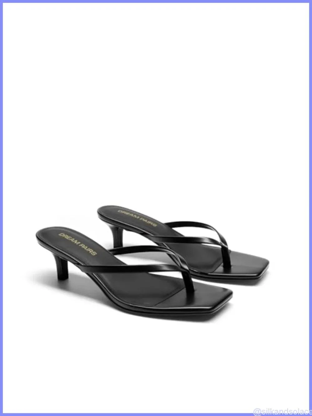Womens Faux Leather Kitten Heel Flip Flop Sandals Slip On Square Toe Summer